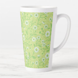 Madeliefjes in wit en groen op honingdauwgroen latte mok