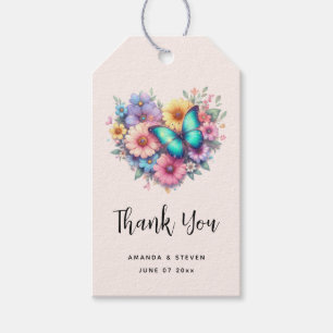 Madeliefjes met een Bruiloft met een Mooie Vlinder Cadeaulabel