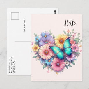 Madeliefjes met een mooie vlinder briefkaart