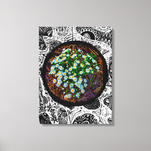 Madeliefjes op de weide. Abstract Frame Canvas Afdruk