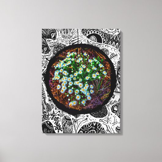 Madeliefjes op de weide. Abstract Frame Canvas Afdruk (Voorkant)