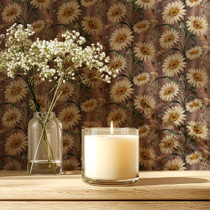 Madeliefjes op mauve bloemen behang
