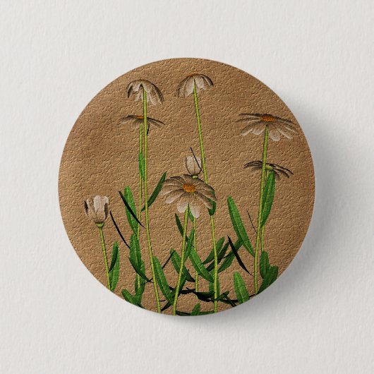 Madeliefjes op Oud Document Bloemen Ronde Button 5,7 Cm (Voorkant)