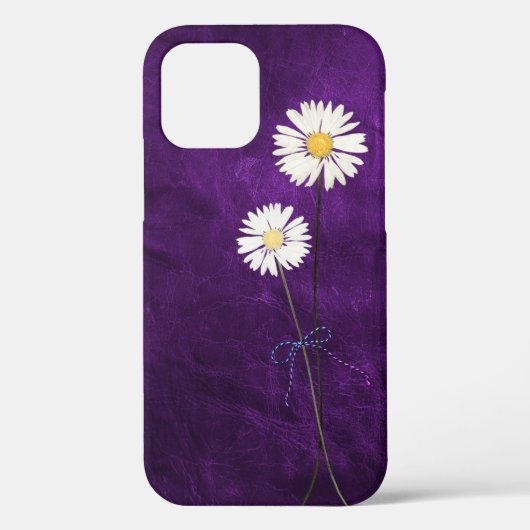 Madeliefjes op paars leer Case-Mate iPhone case (Achterkant)