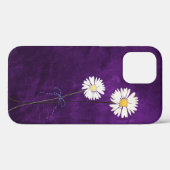 Madeliefjes op paars leer Case-Mate iPhone case (Achterkant (horizontaal))