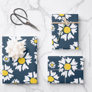 Madeliefjespatroon, Bloemenpatroon, Witte Madelief Inpakpapier Vel