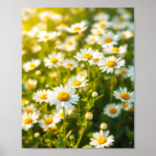 Madeliefjesveld Zonlicht Opgewekte Bloemen Lente Poster