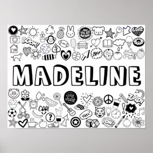 'MADELINE' Color-it-Yourself-contourontwerp Poster
