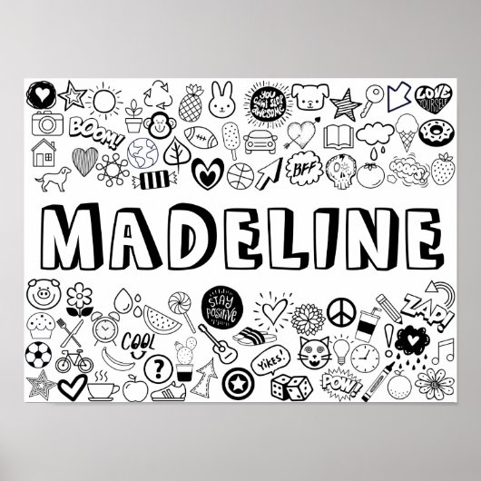 'MADELINE' Color-it-Yourself-contourontwerp Poster (Voorkant)