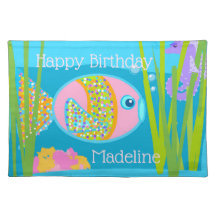 Madeline le set de table de coton de poissons