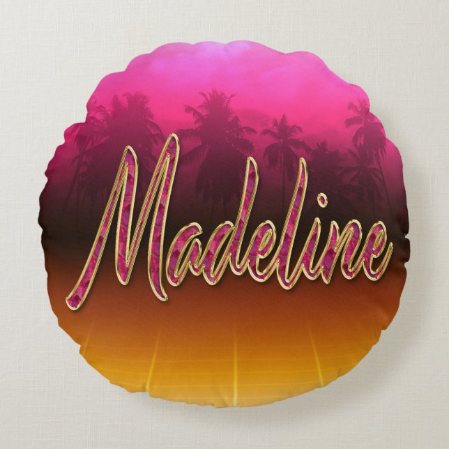 Madeline prénom nom rose doré Coussin (Devant)