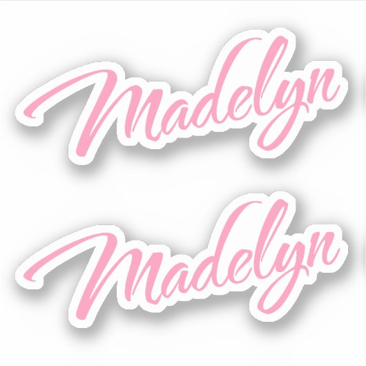 Madelyn Decoratieve Naam in Roze x2 Sticker (Voorkant)