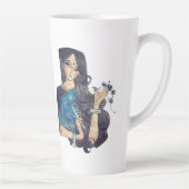 Madhubani blauwe vis en traditionele Lady Latte Mo Latte Mok (Rechts)