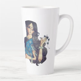 Madhubani blauwe vis en traditionele Lady Latte Mo Mok