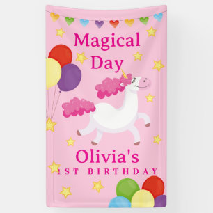 Madical Day eerste Schattigee roze eenhoorn verjaa Spandoek