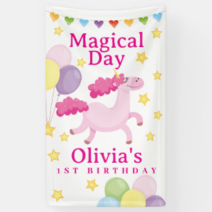 Madical Day eerste Schattigee roze eenhoorn verjaa Spandoek