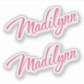 Madilynn naam roze cursief x2 sticker (Voorkant)