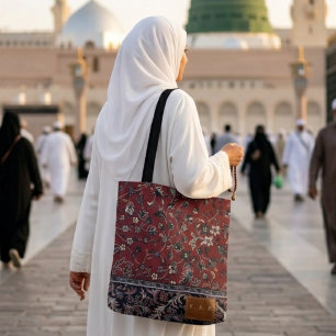 Madinah Rode Vintage Tapijtprint Draagtas