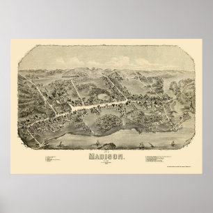 Madison, CT Panorama Kaart - 1881 Poster