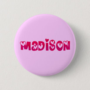 Madison in het hart ronde button 5,7 cm