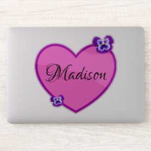 Madison Name Logo met Pansies, Sticker