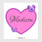 Madison Name Logo met Pansies, Sticker (Vel)