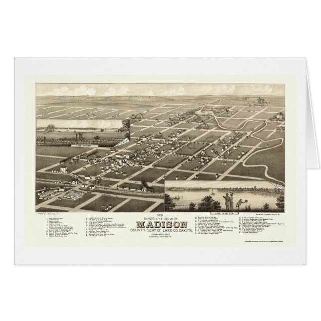 Madison, SD Panorama Map - 1883 (Voorkant Horizontaal)