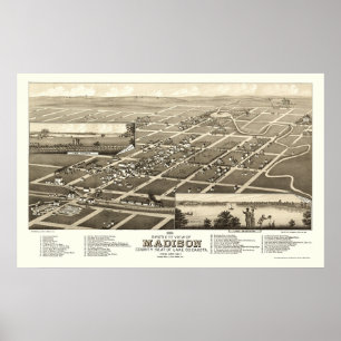 Madison, SD Panorama Map - 1883 Poster