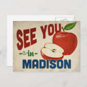 Madison Wisconsin Apple - Vintage Travel Briefkaart (Voorkant / Achterkant)