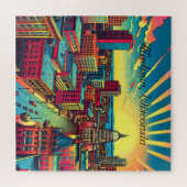 Madison, Wisconsin City Skyline bij zonsondergang Legpuzzel (Horizontaal)
