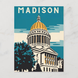 Madison, Wisconsin, het Capitool Vintage Briefkaart