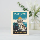Madison, Wisconsin, het Capitool Vintage Briefkaart (Staand voorkant)