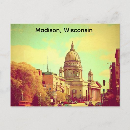 Madison, Wisconsin, het Capitool Vintage Briefkaart (Voorkant)