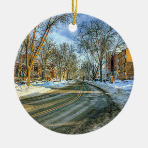 Madison, Wisconsin Kaas Hoofd Kerstmis Keramisch Ornament