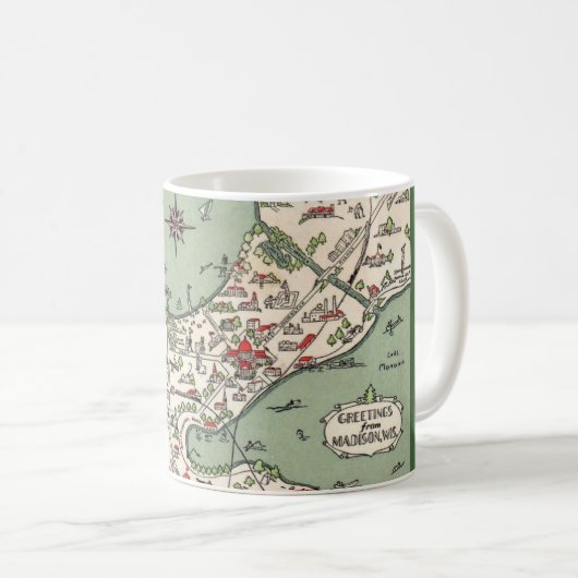  Madison Wisconsin Lakes Map Mug (Devant droit)