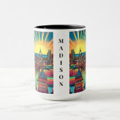 Madison, Wisconsin Skyline bij zonsondergang Mok (Midden)