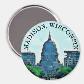 Madison, Wisconsin Souvenir Magnet Magneet (Voorkant / Achterkant)