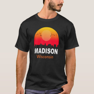 Madison Wisconsin Sunset Retro City T-shirt