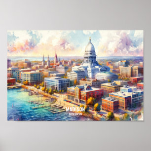 Madison Wisconsin Travel Places waterverf Poster