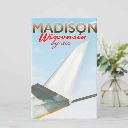 Madison Wisconsin USA flight poster Briefpapier (Staand voorkant)