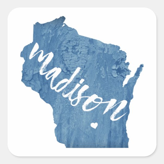 Madison, Wisconsin Wood Grain Vierkante Sticker (Voorkant)