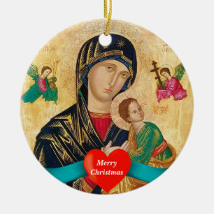 Madona en kindkerst keramisch ornament