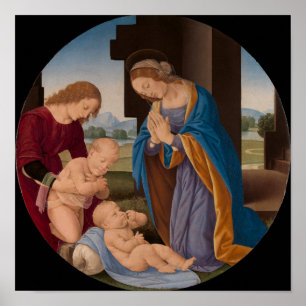 Madonna Adoring the Child with the Baby Saint Poster