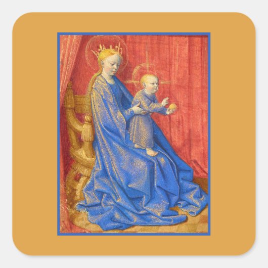 Madonna and Child Enthroned Jean Fouquet Holiday Vierkante Sticker (Voorkant)
