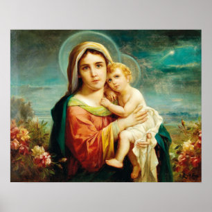 Madonna avec enfant par Hans Zatzka - affiche