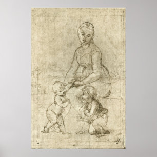 Madonna, Christus, Sint John de Baptist door Rapah Poster