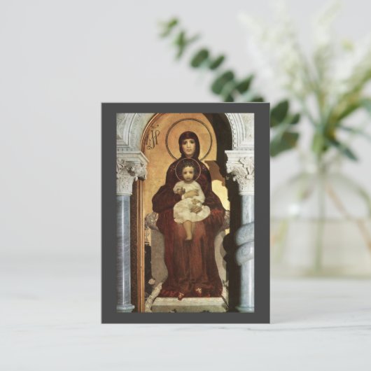 Madonna en Baby Jesus op troon Briefkaart (Staand voorkant)