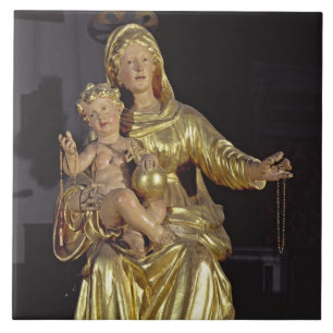 Madonna en Child, 17e eeuw (gelaagd hout) Tegeltje