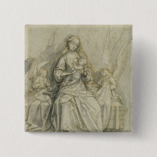 Madonna en Child 3 Vierkante Button 5,1 Cm