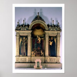 Madonna en Child and Saints (triptych altarstuk) Poster